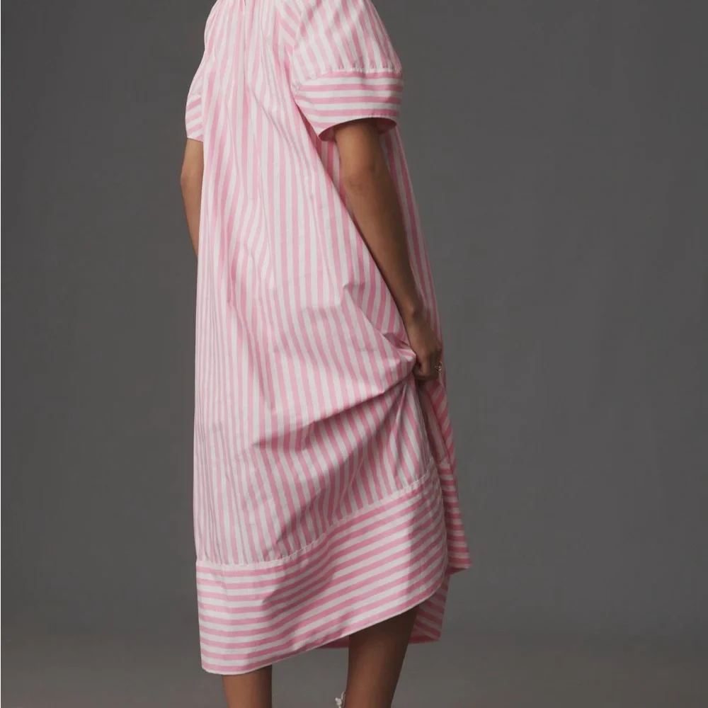 Anthropologie Maeve Pink & White Striped Dress size L - Picture 2 of 10